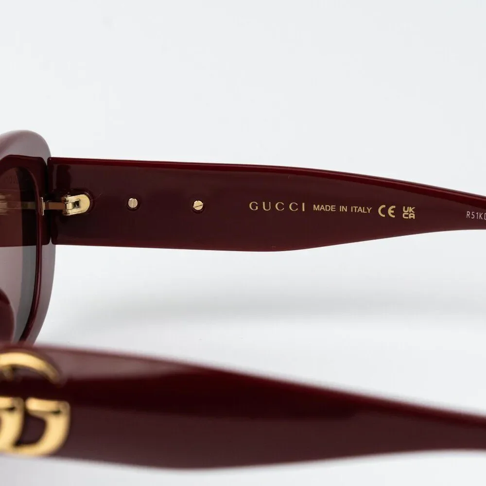 Gucci Women Sunglasses Burgundy Red Oval GG1829SK 003 NEW AUTHENTIC - Picture 6 of 11